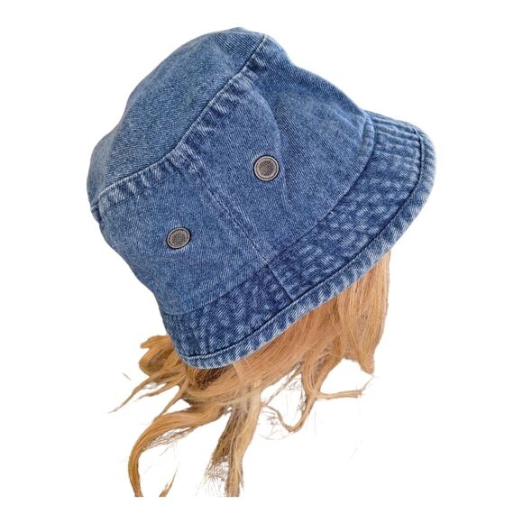 KC Caps Headshots Denim Bucket Hat Duffys Love Shack St. Thomas Y2K vented - Picture 4 of 13